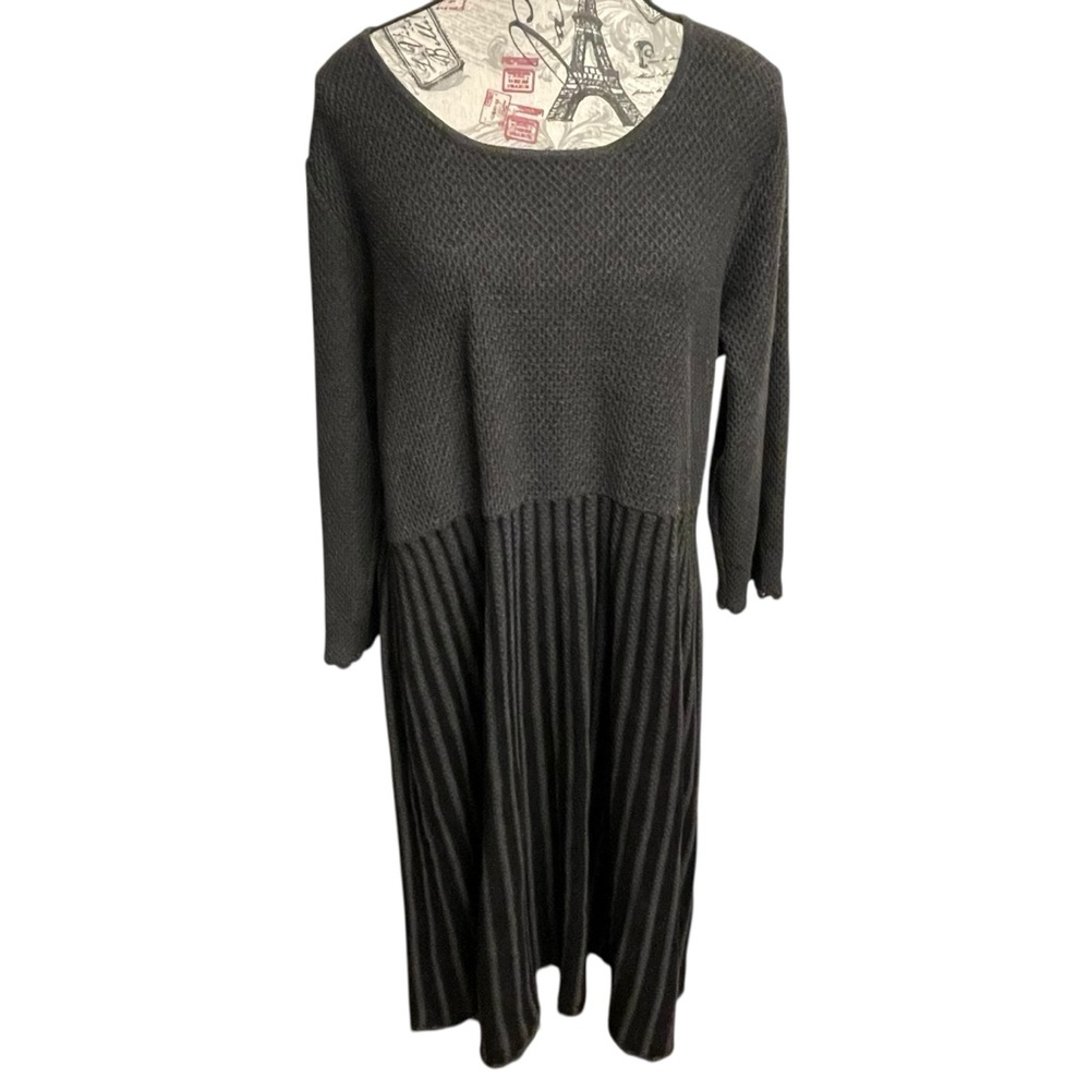 Calvin Klein Black and Gray Long Sleeve Dress